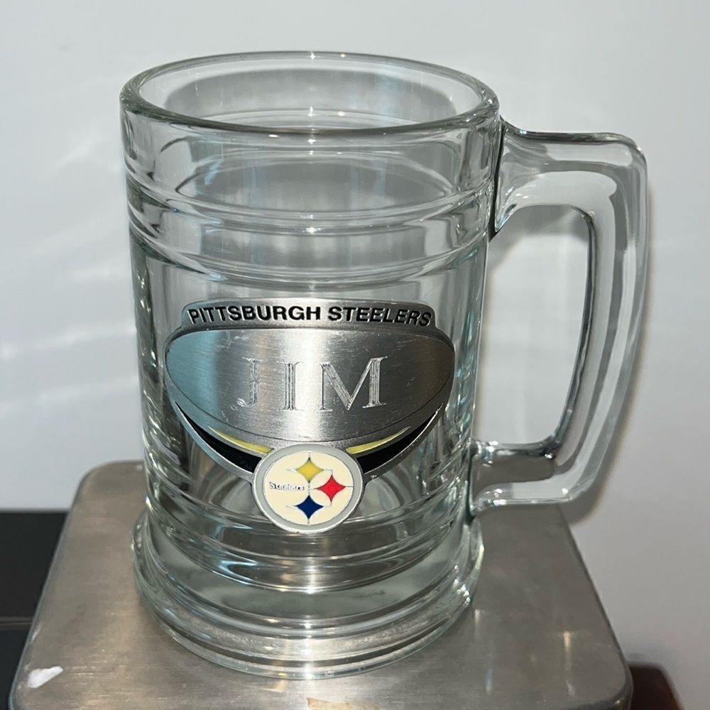 New beer glass mug Pittsburgh Steelers personalized “Jim” Father’s Day cup🍺